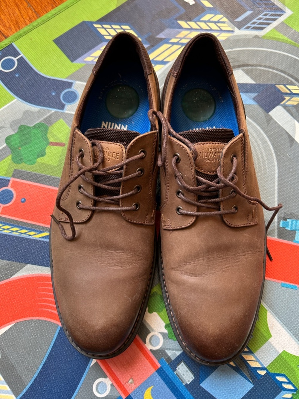 Nunn Bush Brown Leather Derby Lace-Up Shoes